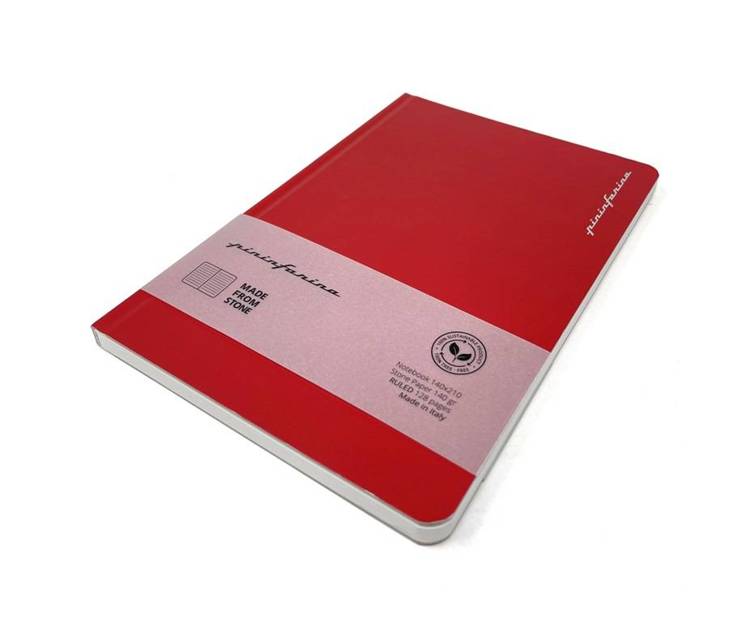 PININFARINA Segno Stone notebook, red cover, plain block