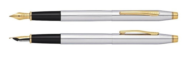 Cross Classic Century fountain pen with chrome barrel and gold details