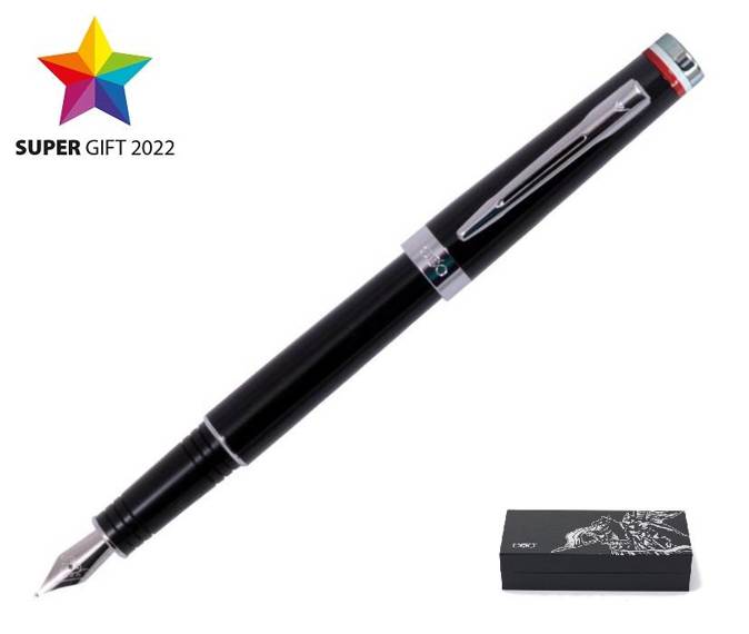 EXO Husaria Polska fountain pen, black, flag motif, chrome finish