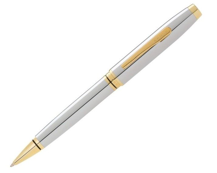 Długopis Cross Coventry chromowany, elementy w kolorze złotym