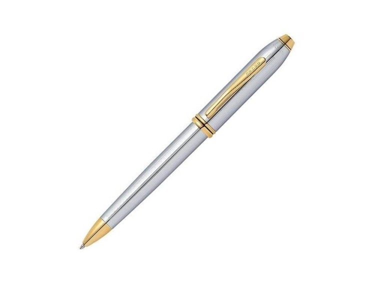 Długopis Cross Townsend chromowany, elementy pokryte 23k złotem