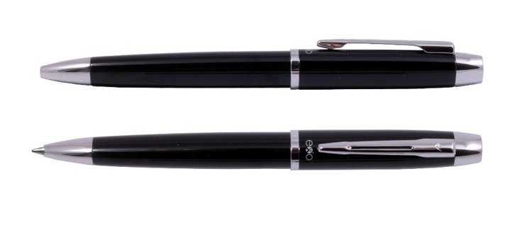 Długopis EXO Aries, czarny, wykończenia chromowane