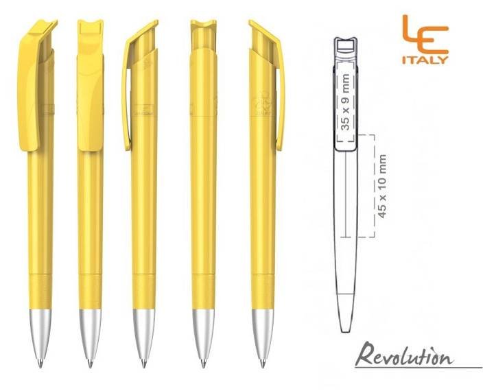 Długopis LE ITALY Revolution solid ALrPET żółty
